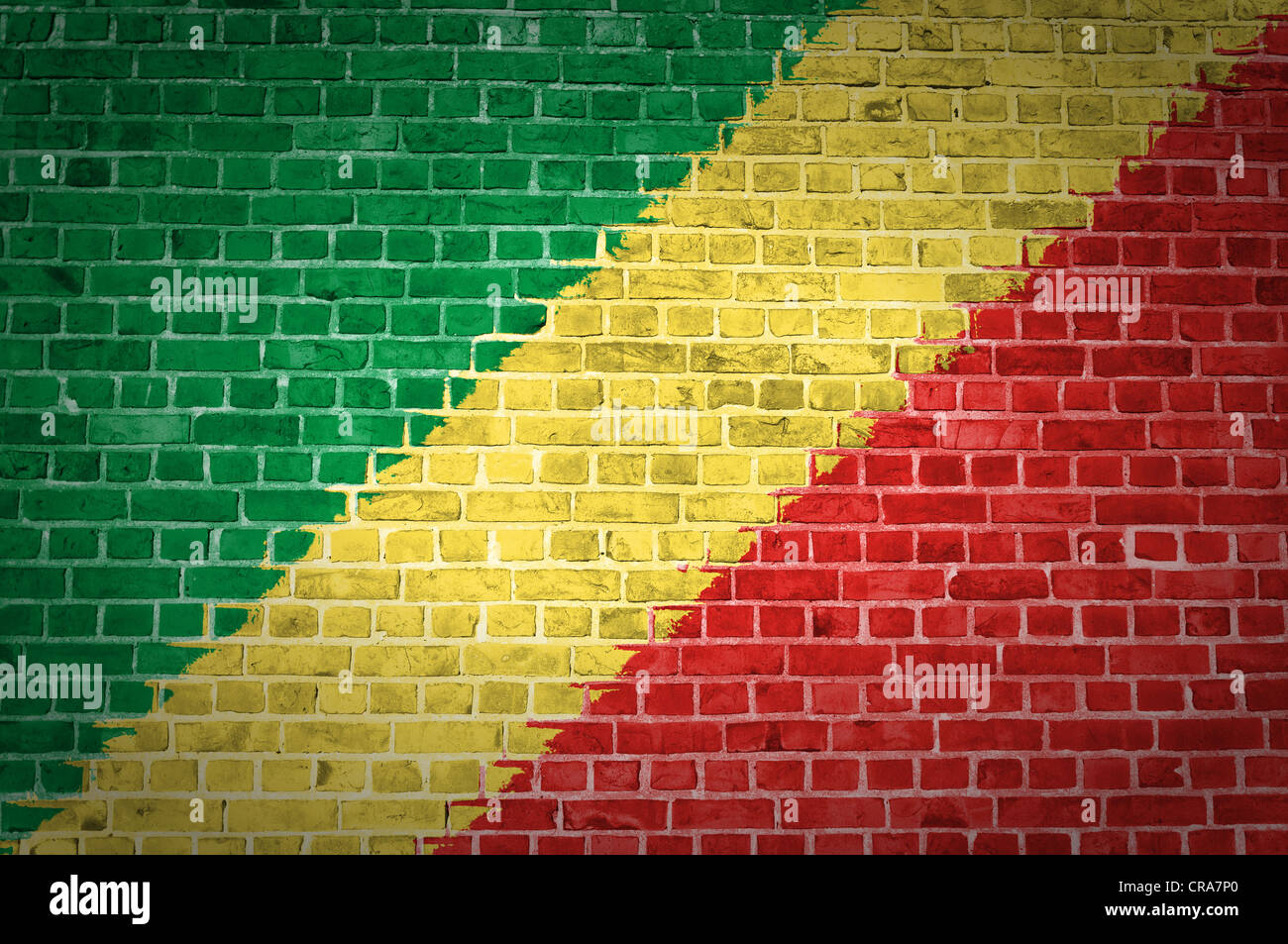 Ein Bild von Kongo-Brazzaville Fahne gemalt auf eine Mauer in innerstädtischer Lage Stockfoto