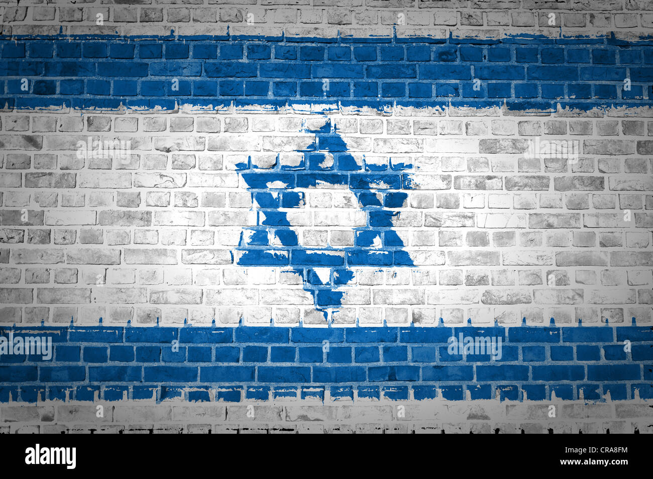 Ein Bild von der Israel-Flagge gemalt auf eine Mauer in innerstädtischer Lage Stockfoto