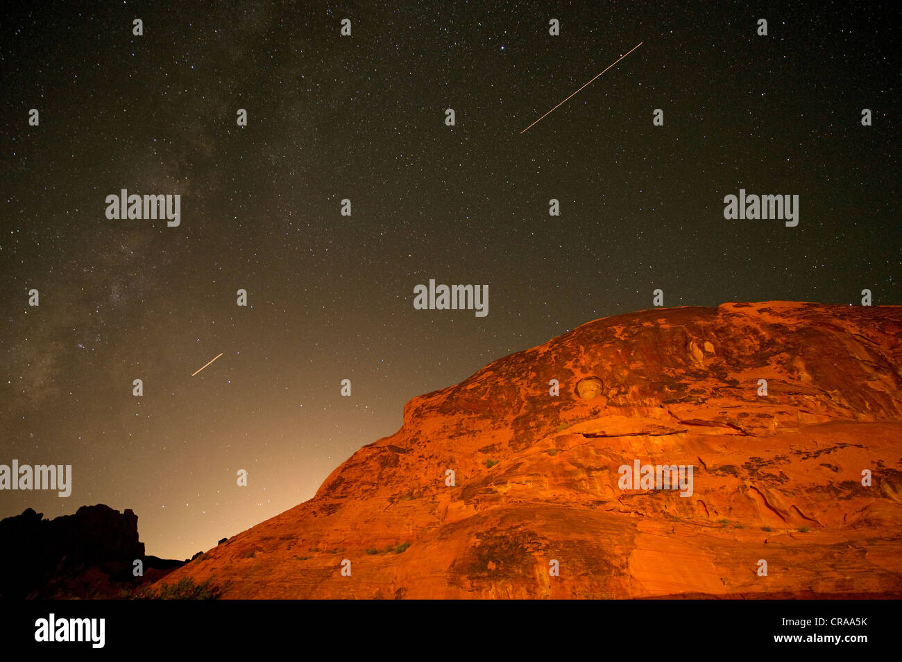 Sternenhimmel im Valley of Fire State Park, Nevada, USA Stockfoto