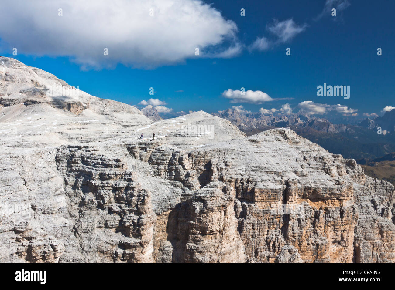 Blick vom Sass Pordoi, Sella-Gruppe, Sella Ronda, Dolomiten, Italien, Europa Stockfoto