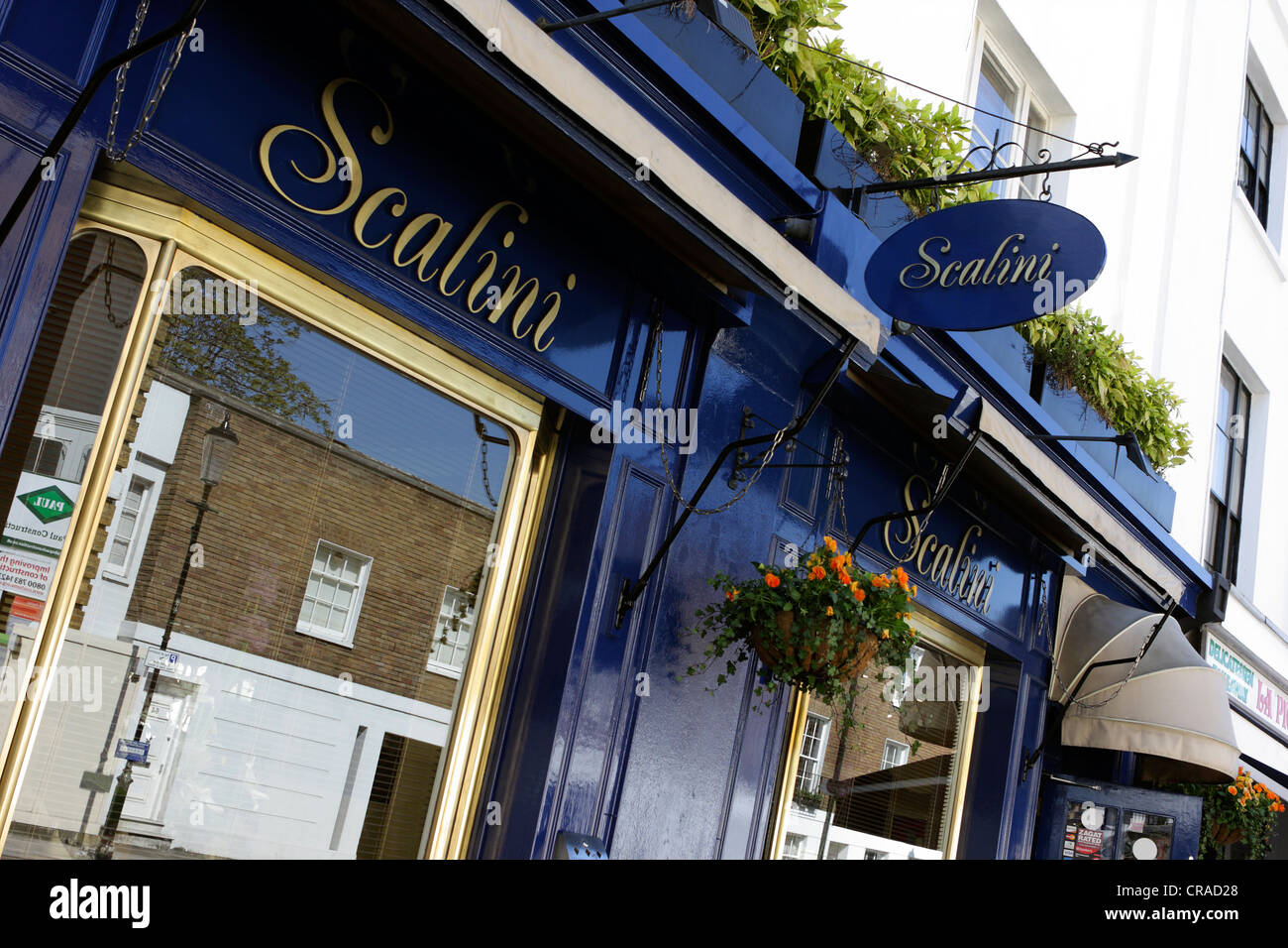 Die Fassade Scalinis Restaurant im Walton Street, London Stockfoto