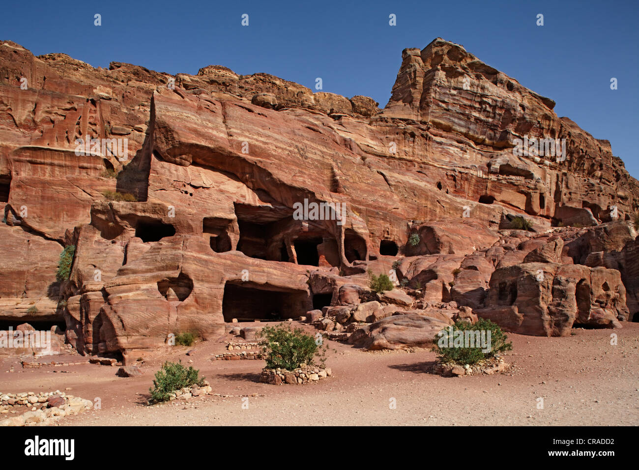 Rock-Gräber, Petra, die Hauptstadt der Nabatäer, Felsenstadt, UNESCO-Weltkulturerbe Hertage, Wadi Musa Stockfoto