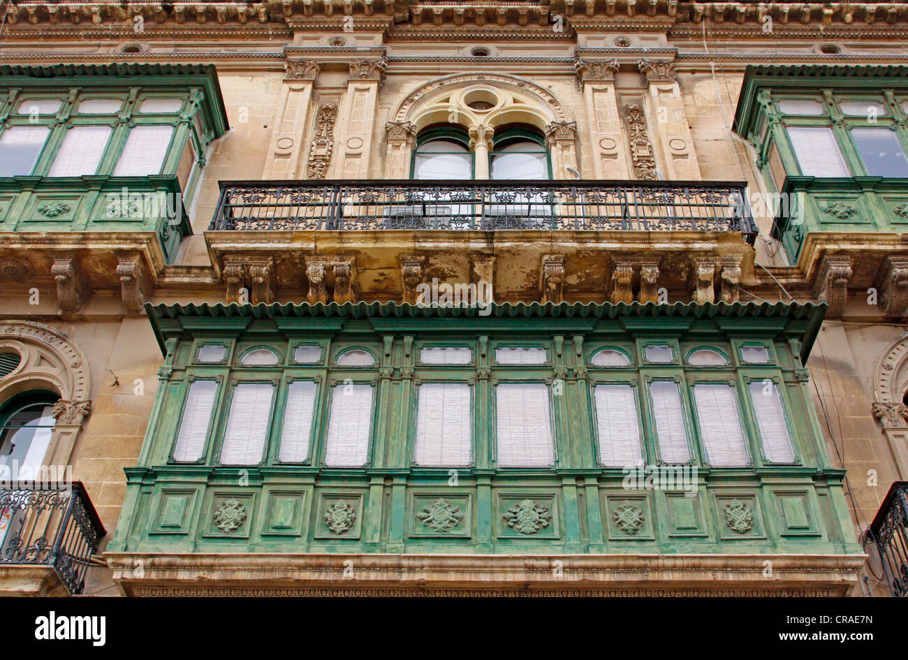 Typischen maltesischen Balkone, Valletta, Malta, Europa Stockfoto