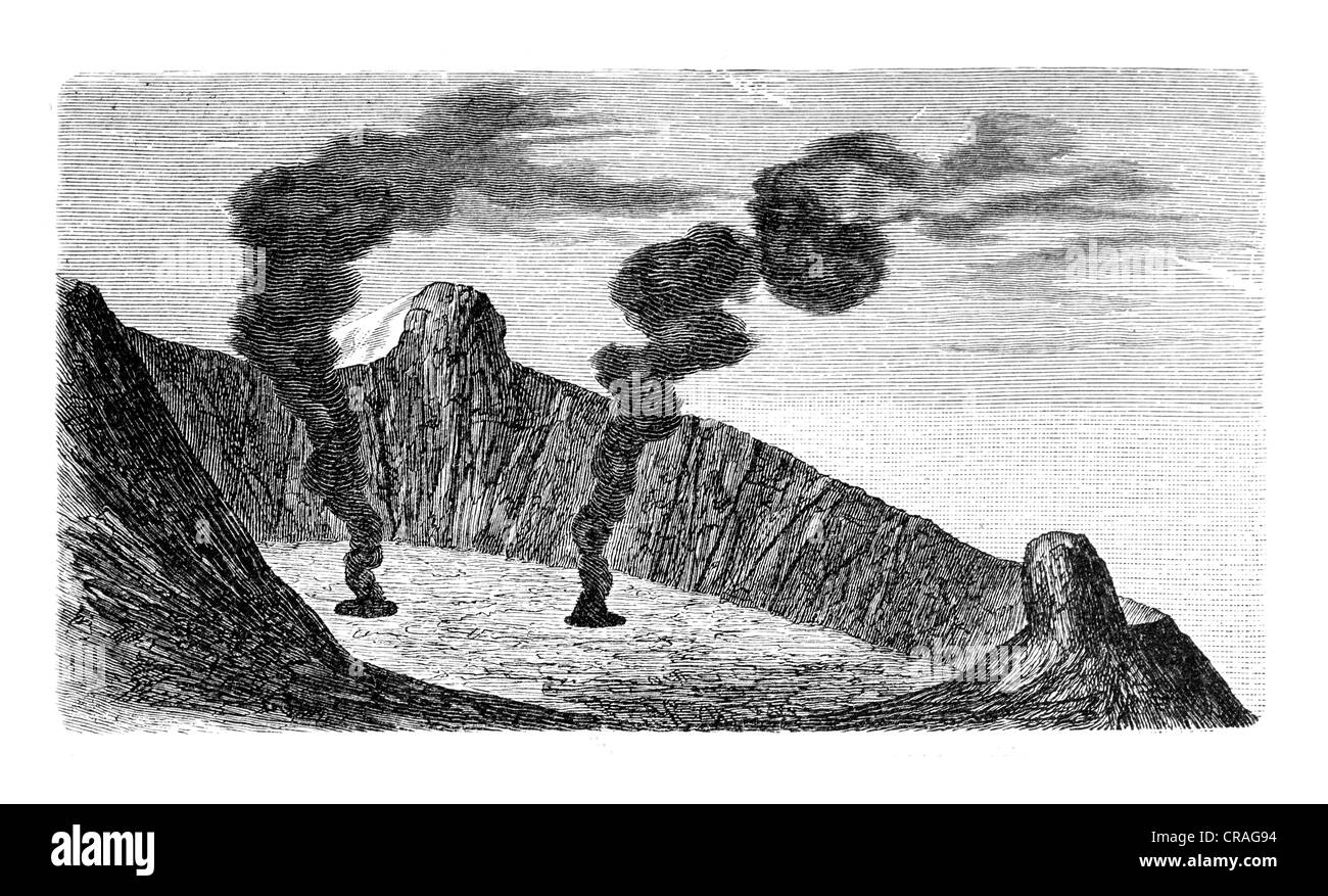 Krater des Ätna, zwischen 1804 und 1805 von Meyers Konversationslexikon Enzyklopädie, 1897 Stockfoto