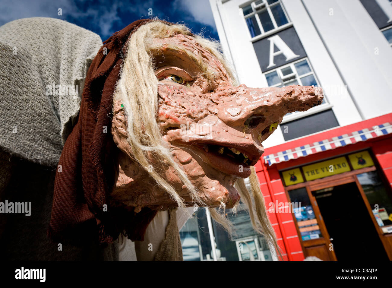 Troll Frau, Fußgänger Bereich, Akureyri, Island, Island, Nordeuropa Stockfoto