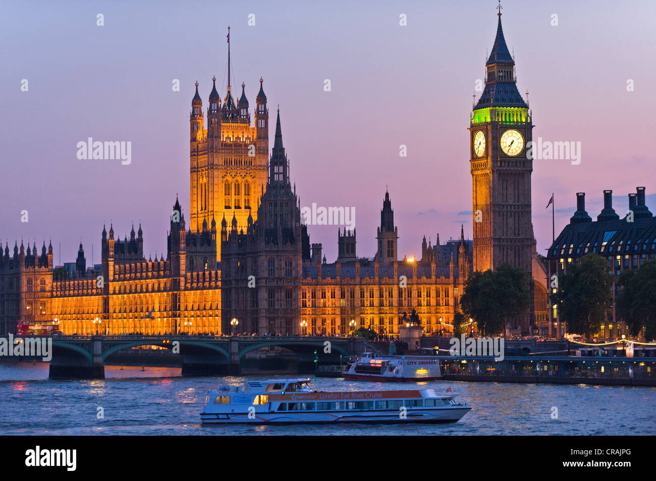 Themse, Big Ben, Houses of Parlament, Palace of Westminster, London, England, Vereinigtes Königreich, Europa Stockfoto