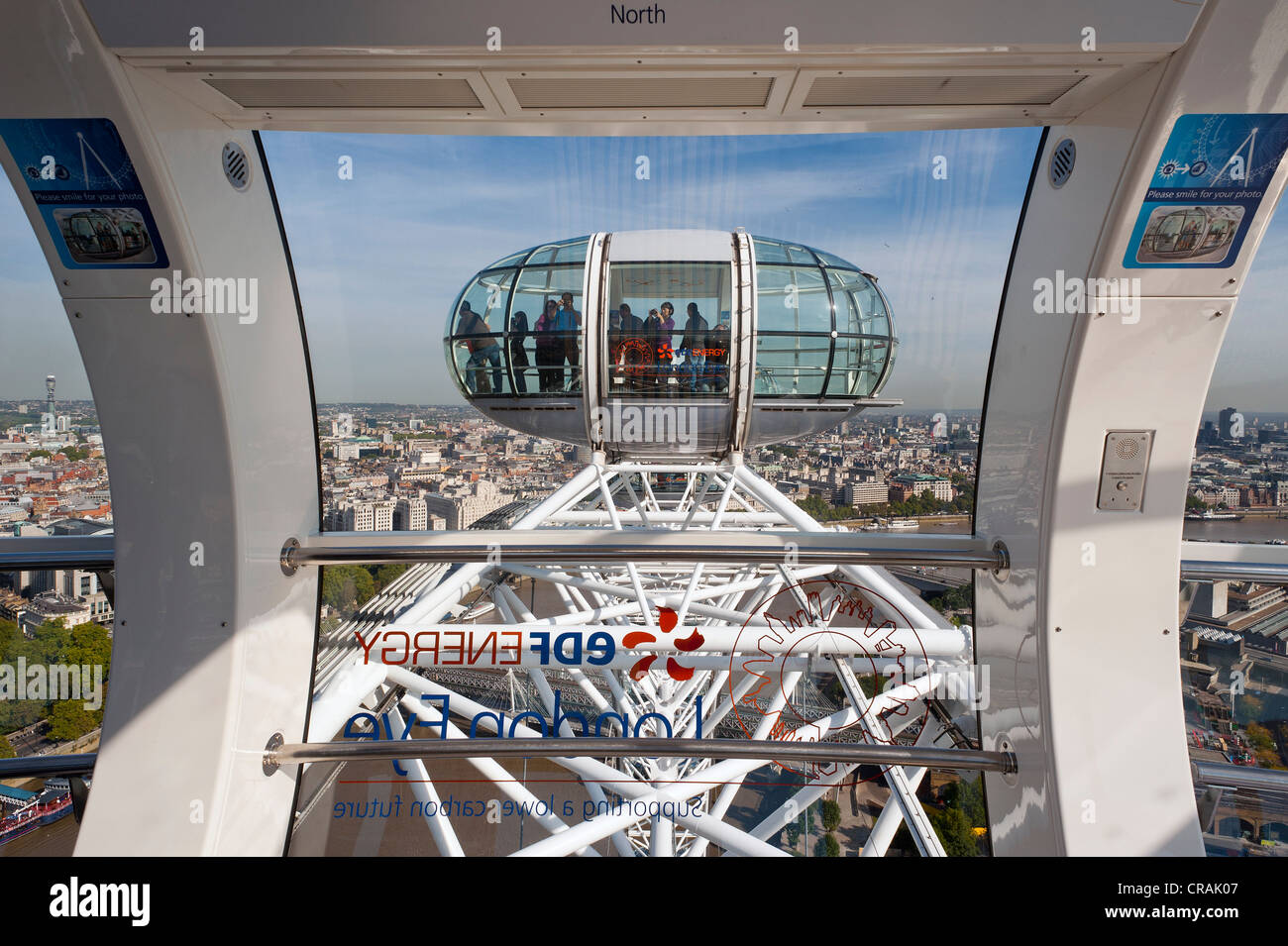Passagier-Kapsel des London Eye, London, England, Vereinigtes Königreich, Europa Stockfoto