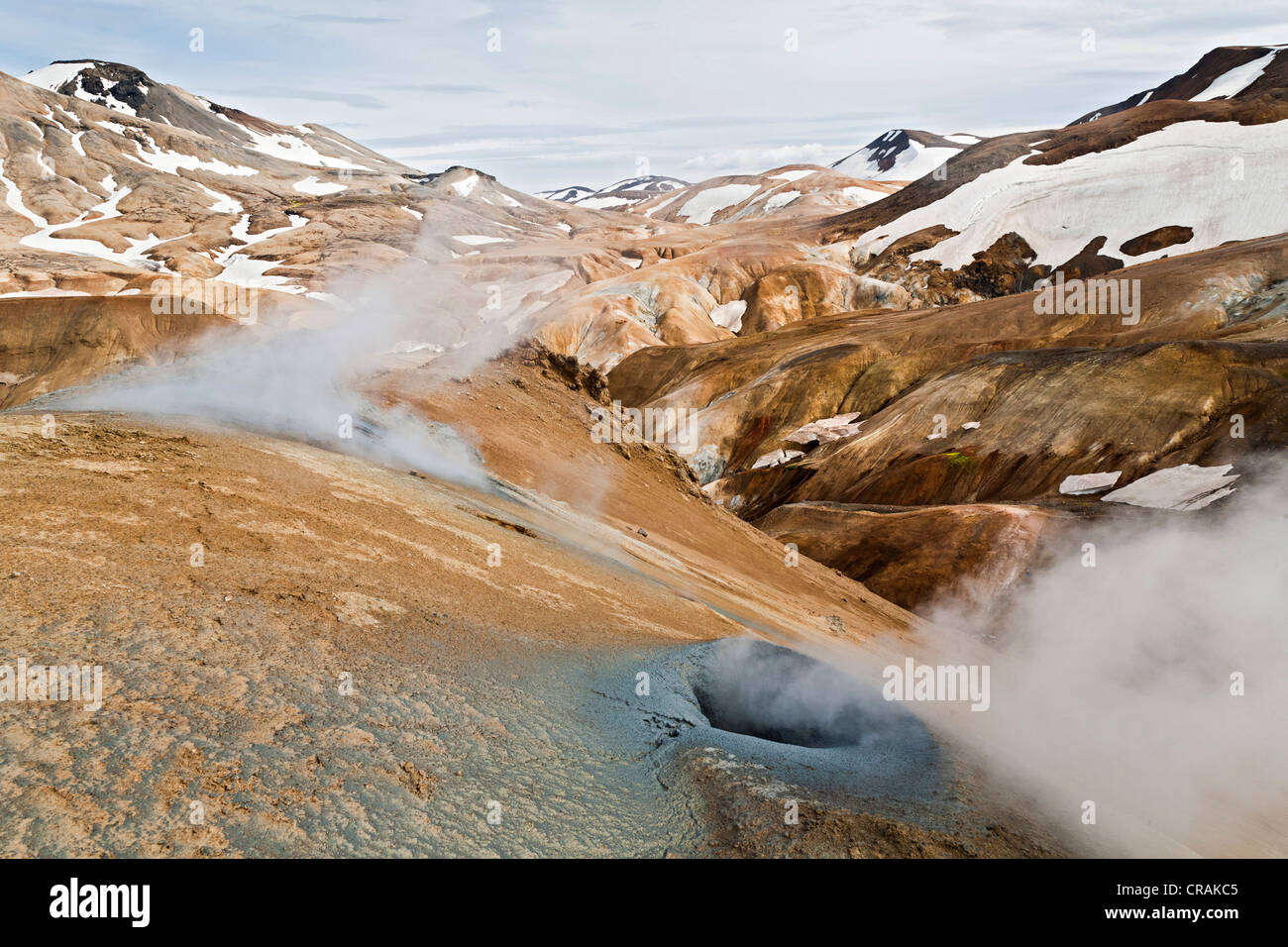 Bunte Berge und Rhyolith des Gebiets geothermische Kerlingarfjoell Gletscher, Island, Europa Stockfoto