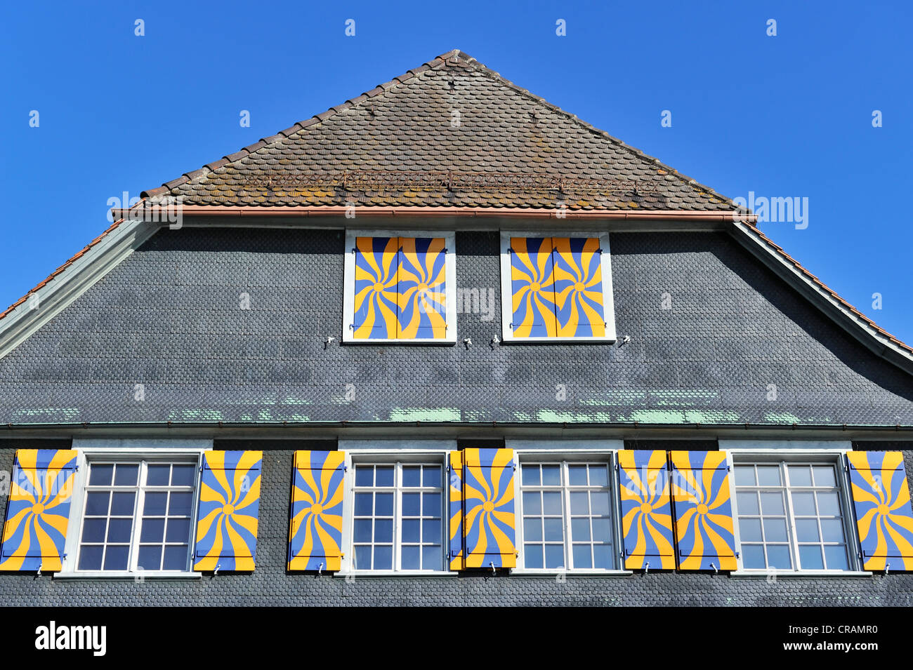 Detail, traditionelle Schweizer Fachwerkhaus, Steckborn, Kanton Thurgau, Schweiz, Europa Stockfoto