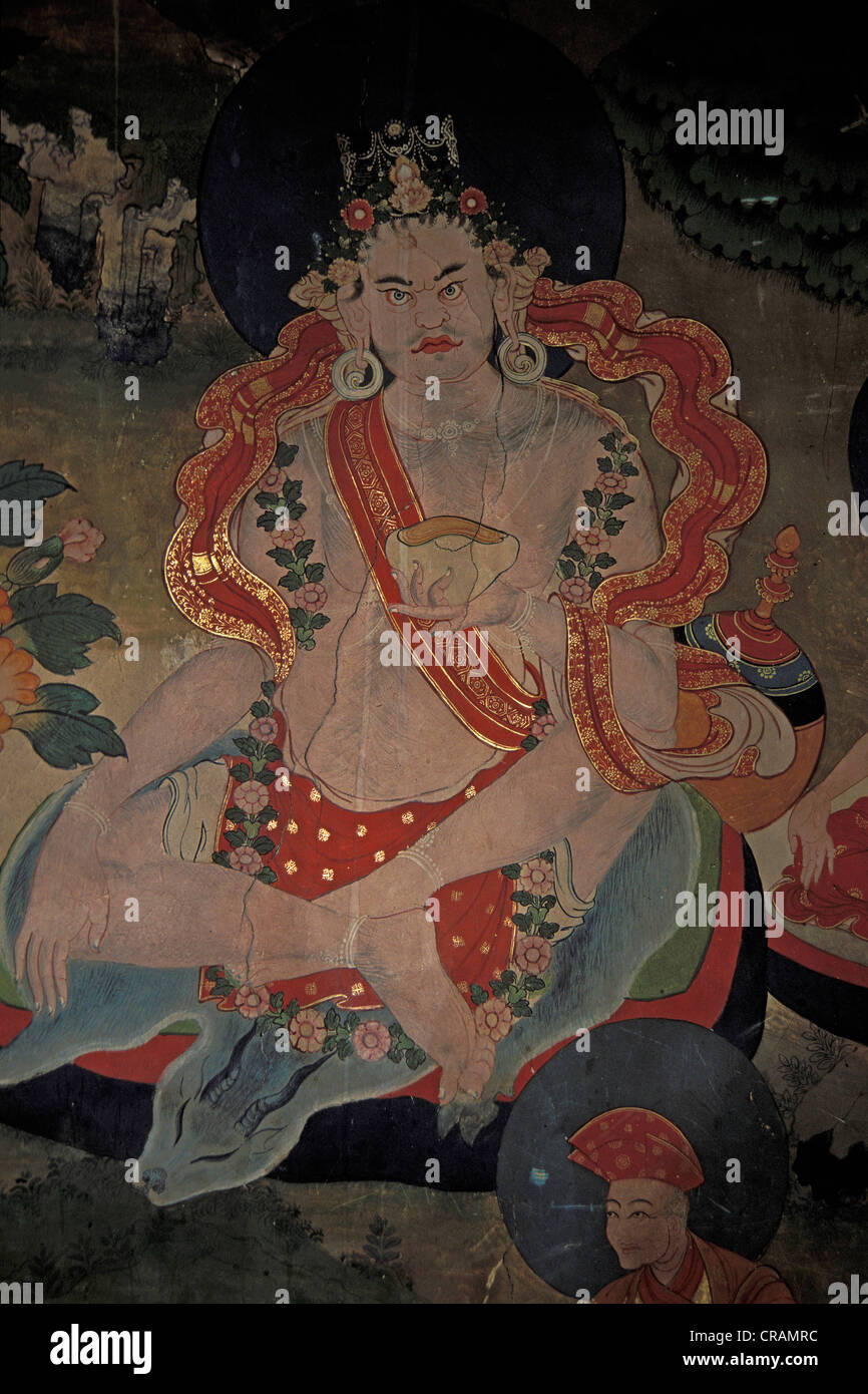Tibetisch-fresco, Hemis Kloster, Ladakh, indischen Himalaya, Jammu und Kaschmir, Nordindien, Indien, Asien Stockfoto