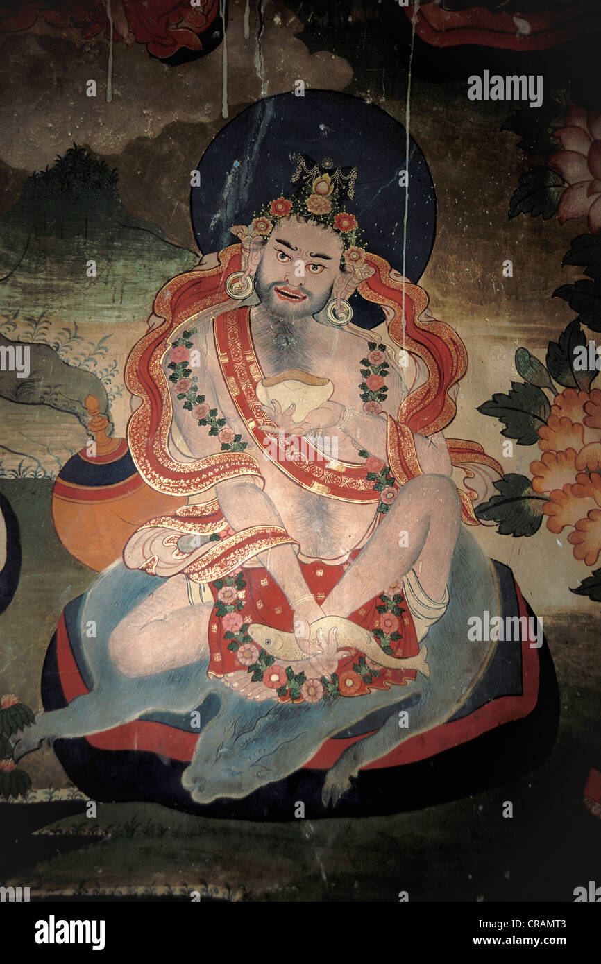 Tibetisch-fresco, Hemis Kloster, Ladakh, indischen Himalaya, Jammu und Kaschmir, Nordindien, Indien, Asien Stockfoto