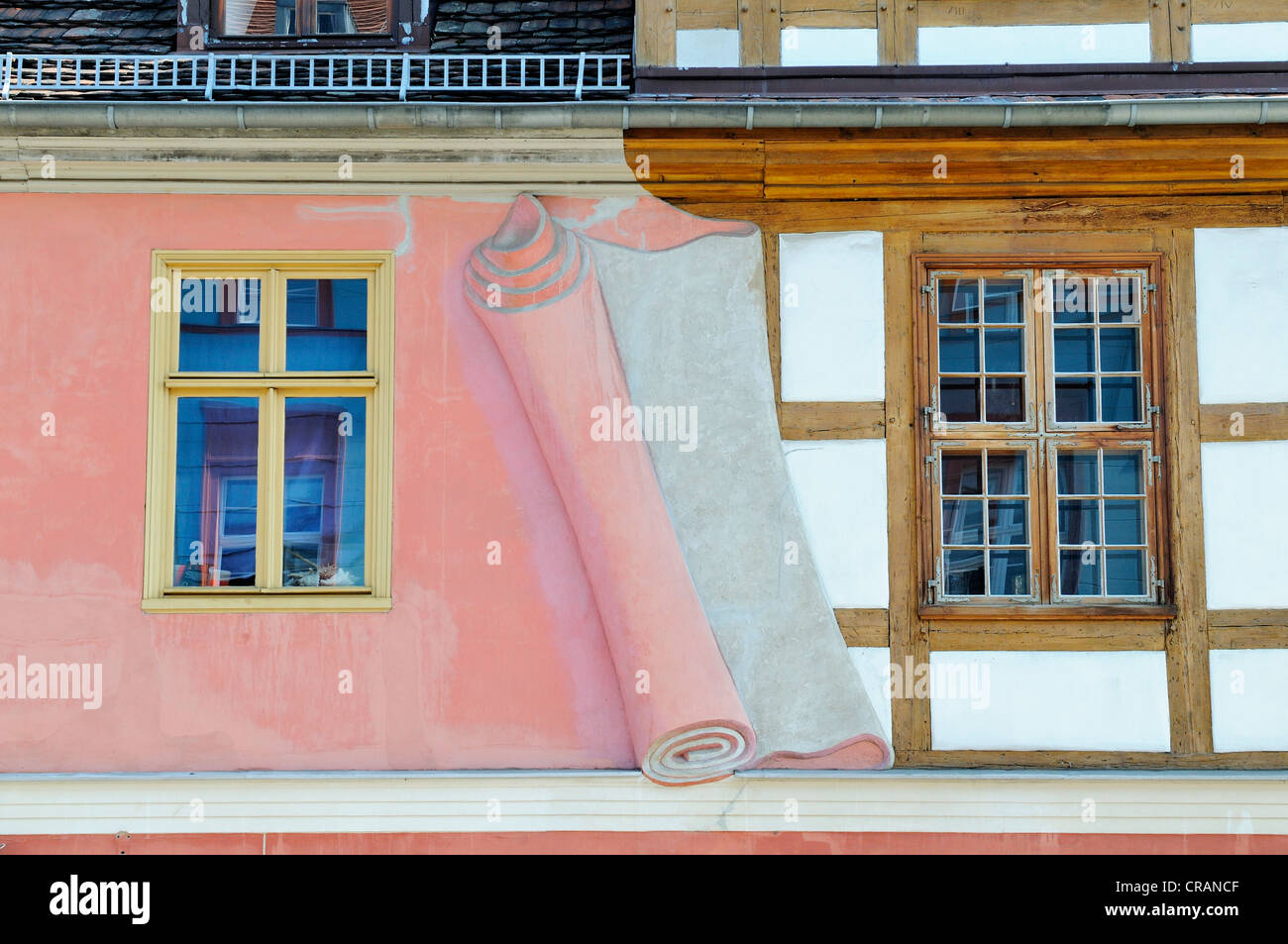 Künstlerische Darstellung von einer Wand entfernt um eine Fachwerk-Fassade, Potsdam, Brandenburg, Deutschland, Europa verfügbar zu machen Stockfoto