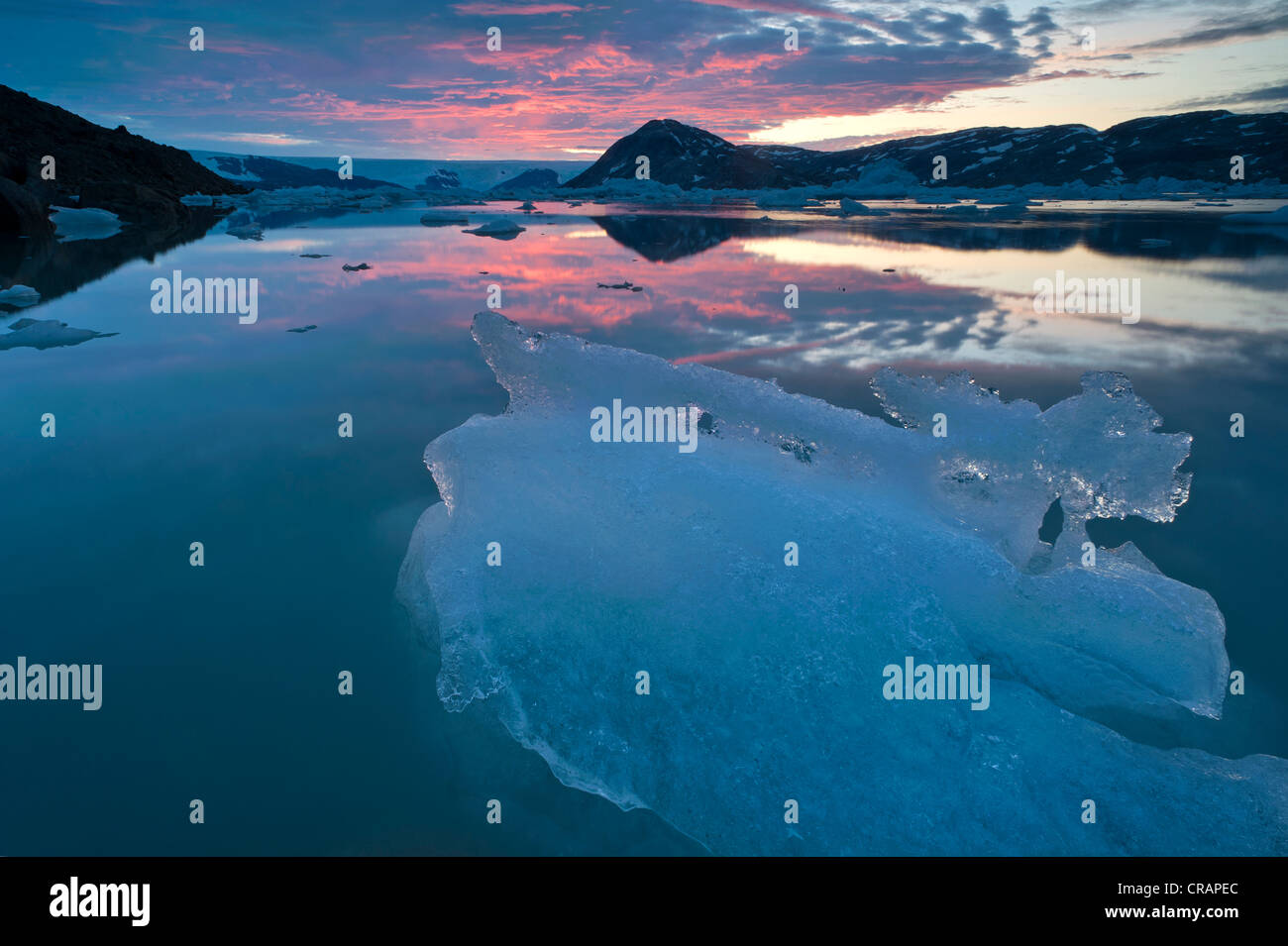 Eisbildung, Blick auf die kontinentalen Eisschild, Johan Petersen Fjord, Ostgrönland, Grönland Stockfoto