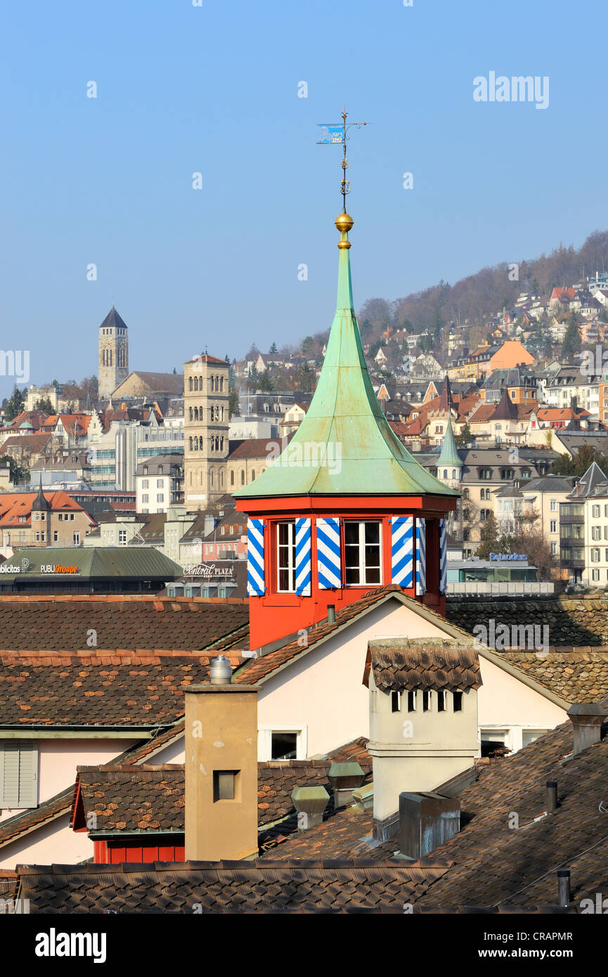 Türme und Dächer in der Schipfe alte Stadt Bezirk, Zürich, Kanton Zürich, Schweiz, Europa Stockfoto