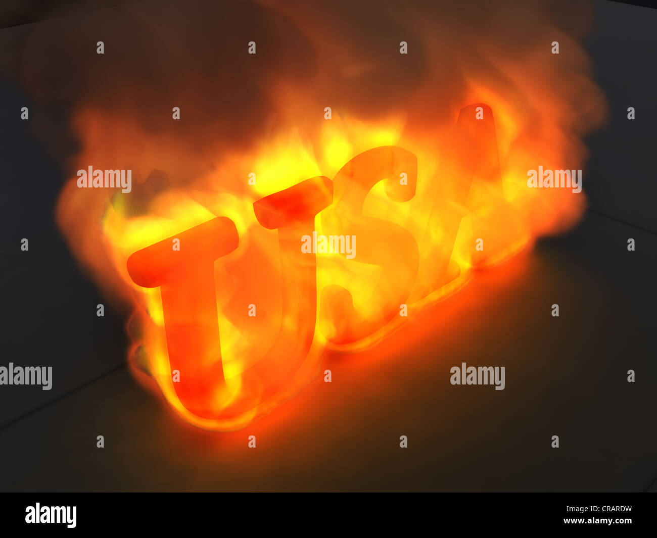 Buchstaben 'usa' Brennen, Feuer Simulation, symbolische Bild Stockfoto