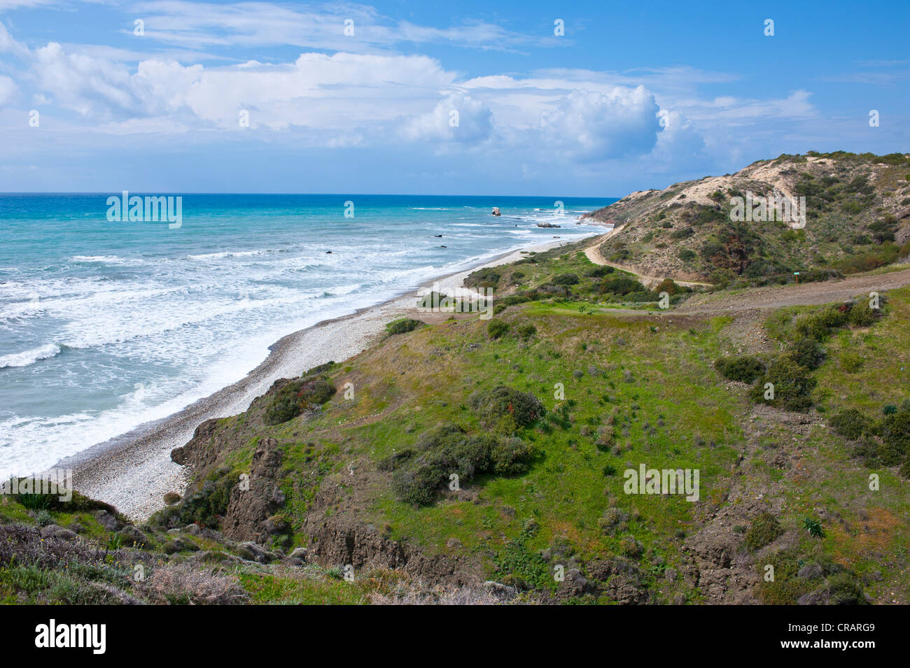 Küste und Felsen der Aphrodite, Zypern Stockfoto