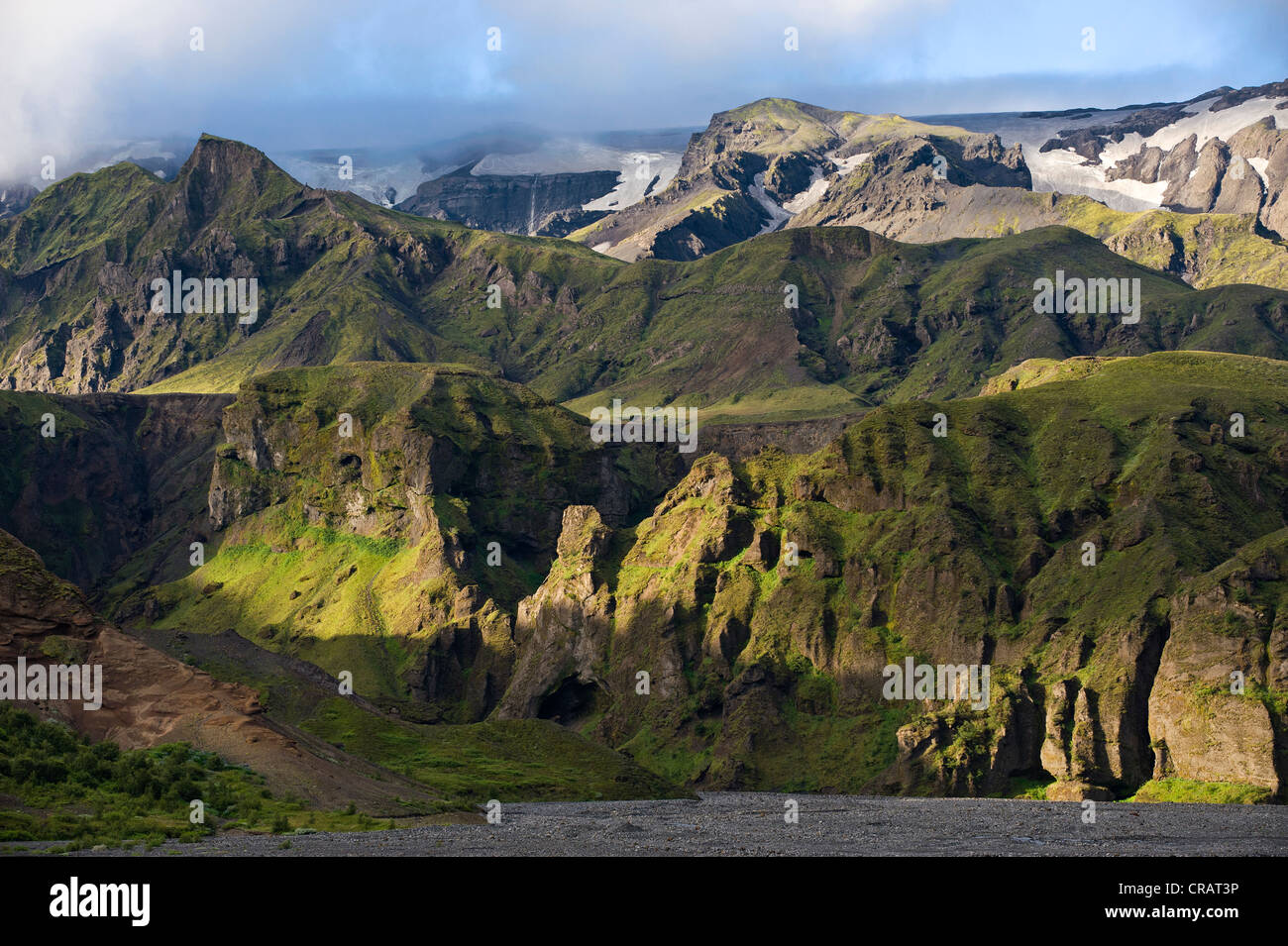 Þórsmoerk oder Thorsmoerk Bergrücken, isländischen Hochland, Southern Island, Island, Europa Stockfoto