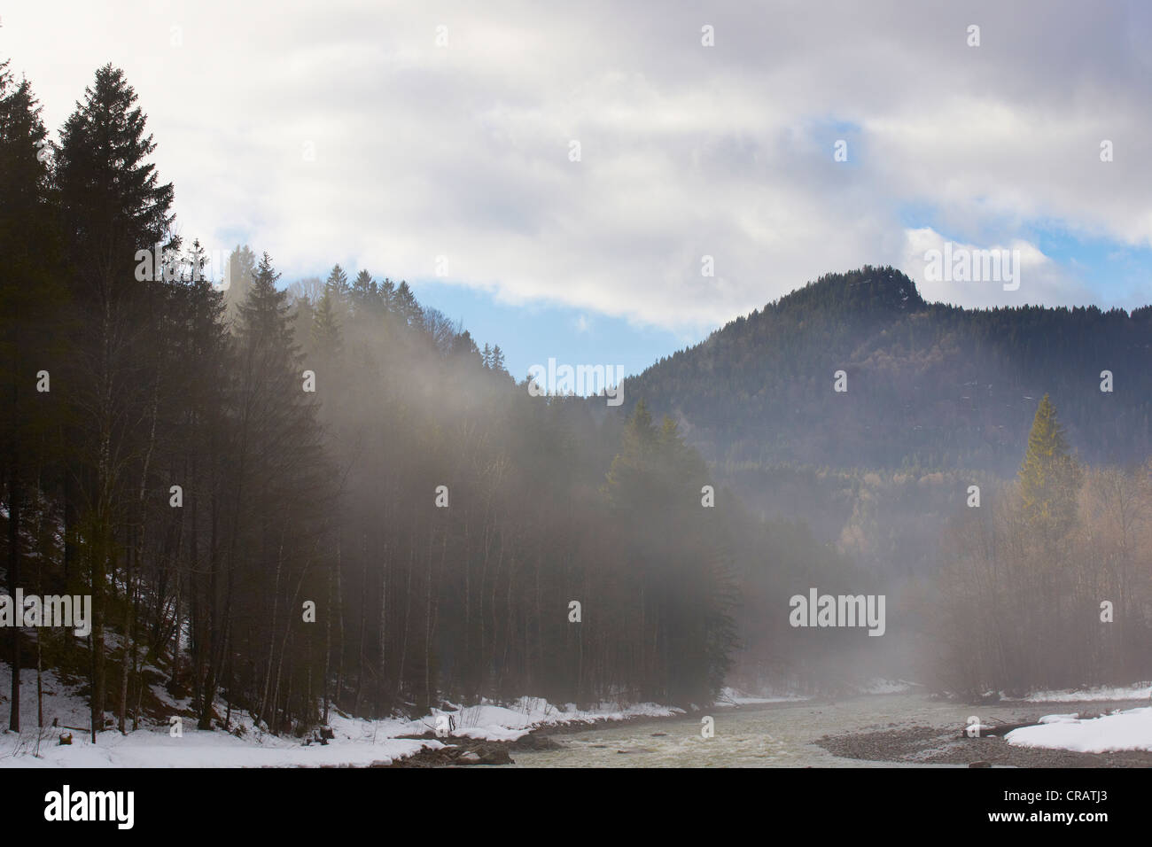 Morgennebel in der Breitach River valley Stockfoto