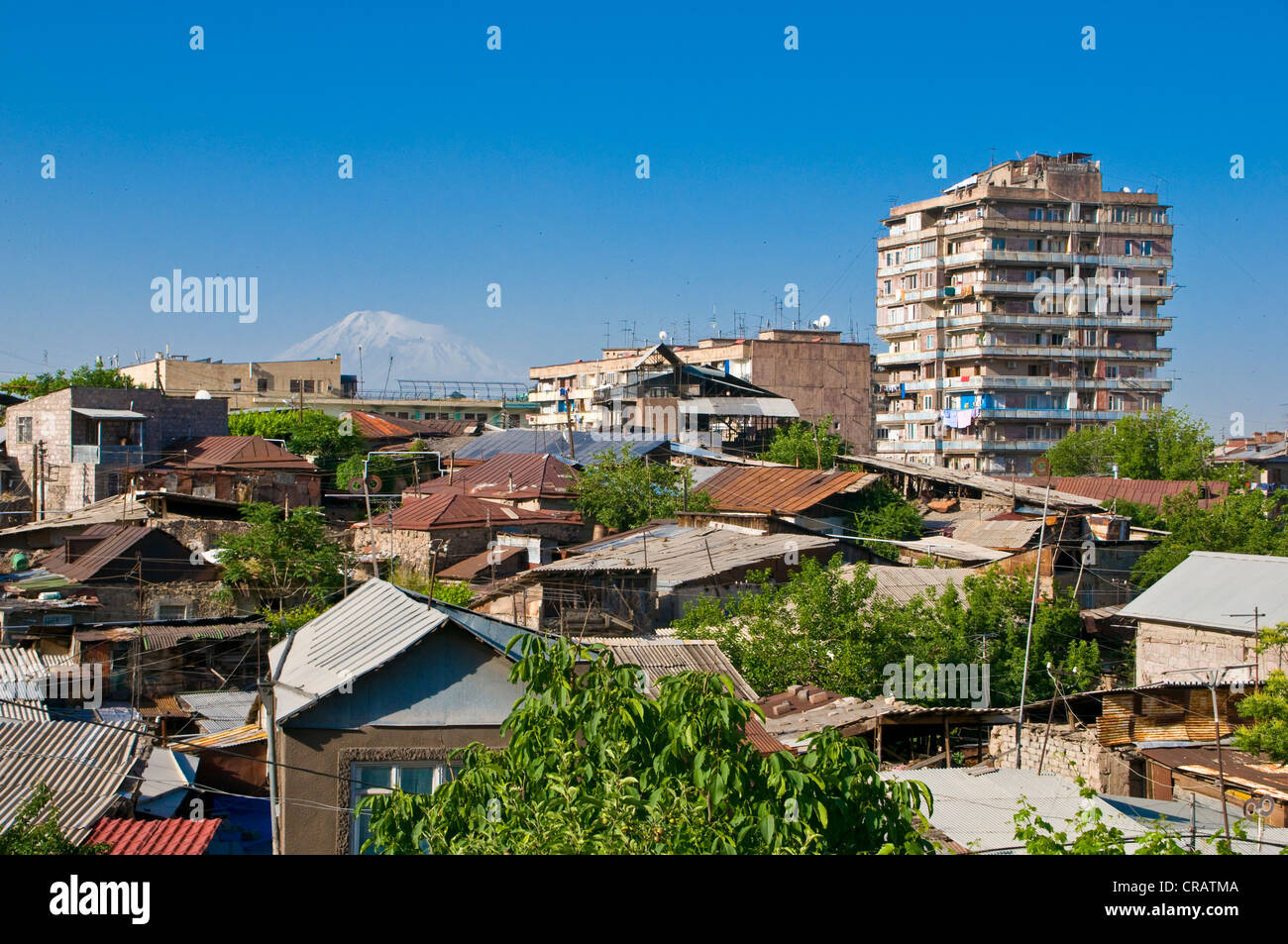 Blick über Jerewan, in der Ferne Berg Ararat, Armenien, Nahost Stockfoto
