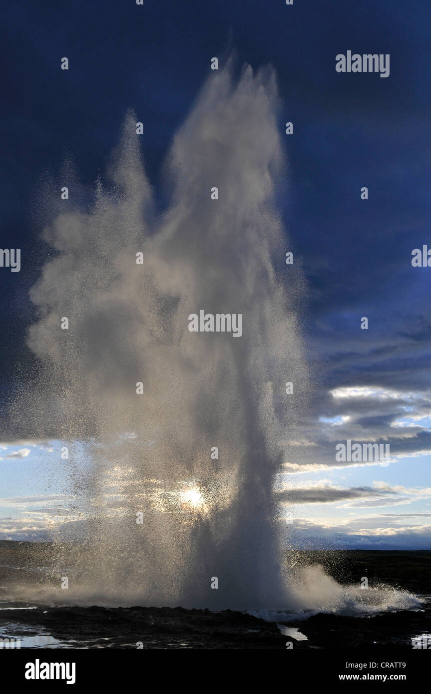 Strokkur Geysir, Geysir, Haukadalur Täler, Island, Europa Stockfoto