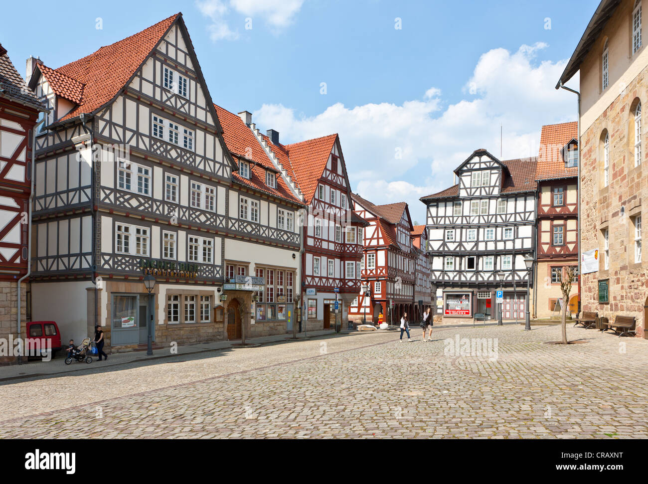 Mittelalterliche Stadt mit Fachwerkbauten, Spangenberg, Schwalm-Eder-Kreis, Hessen, Deutschland, Europa, PublicGround Stockfoto