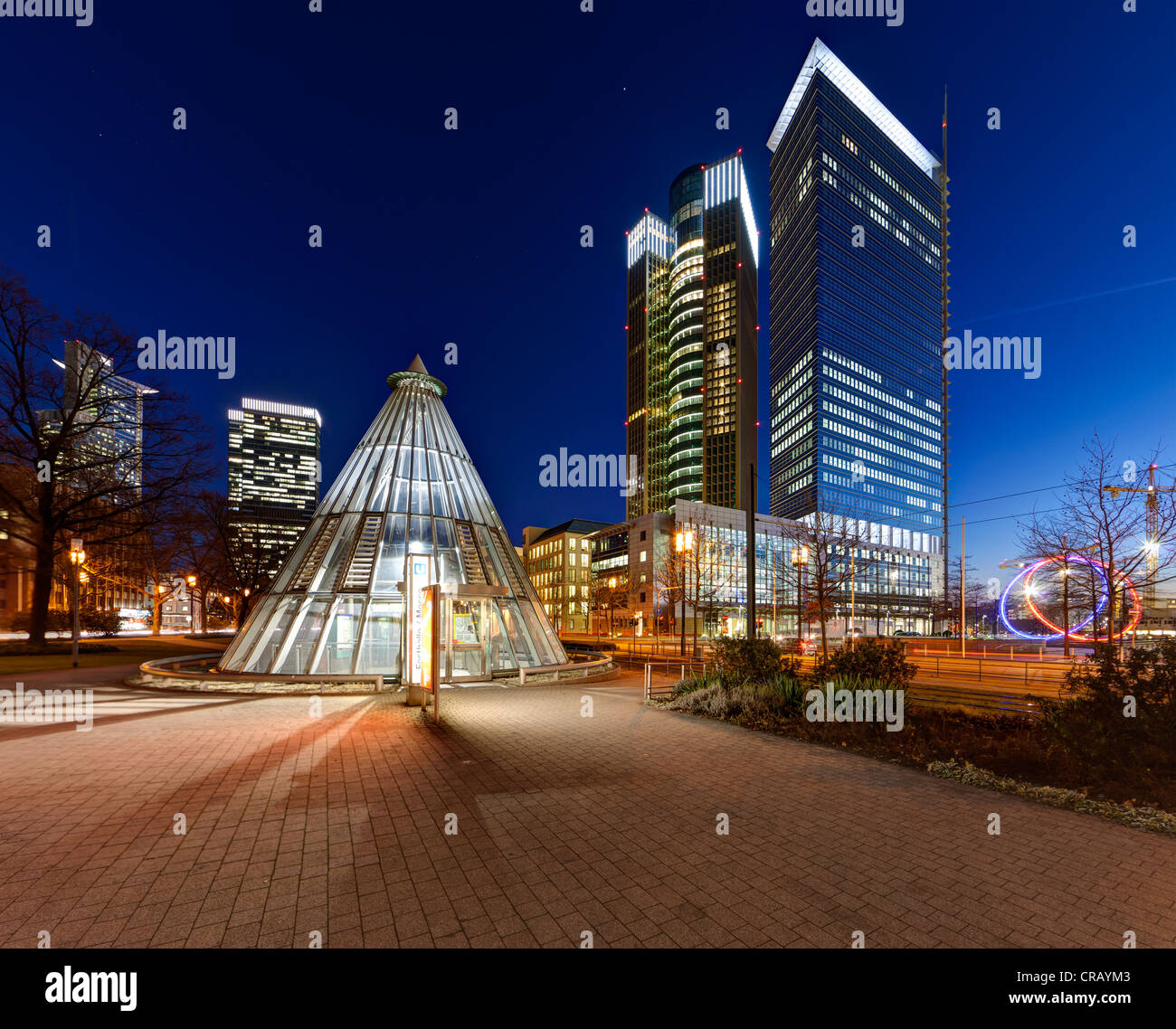 Tower 185 und Pollux Tower, Messe Frankfurt Gallus district, Europa-Viertel, Frankfurt Am Main, Hessen, PublicGround Stockfoto