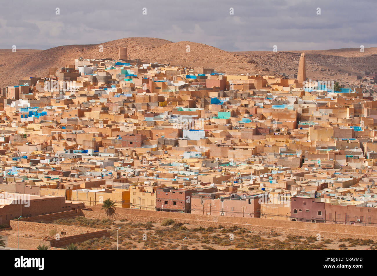 Blick über ein Dorf in der UNESCO-World Heritage Site von M'zab, Algerien, Afrika Stockfoto