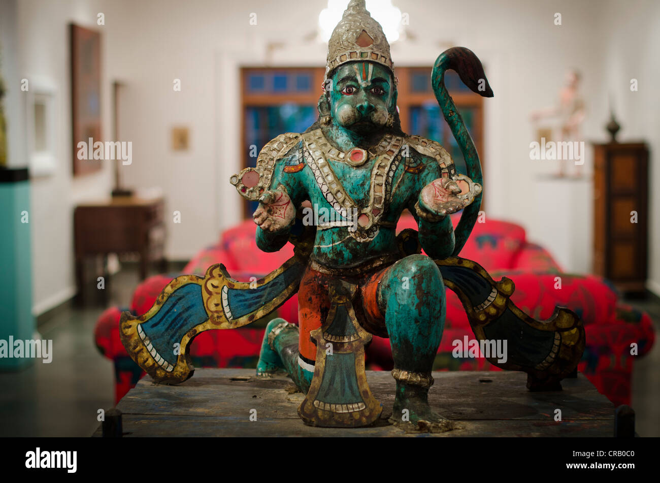 Affengott Hanuman, Eingang Halle, Reinheit Hotel Malabar entweicht, Kerala, in Indien, Indien, Südasien Stockfoto