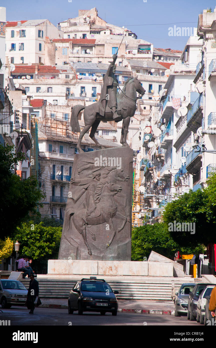 Platz und Statue von Abdel Kader in Algier, Algerien, Afrika Stockfoto