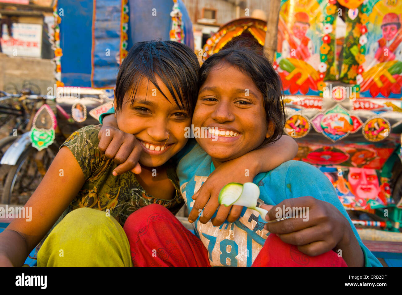 Freundliche junge Mädchen, Dhaka, Bangladesch, Asien Stockfoto