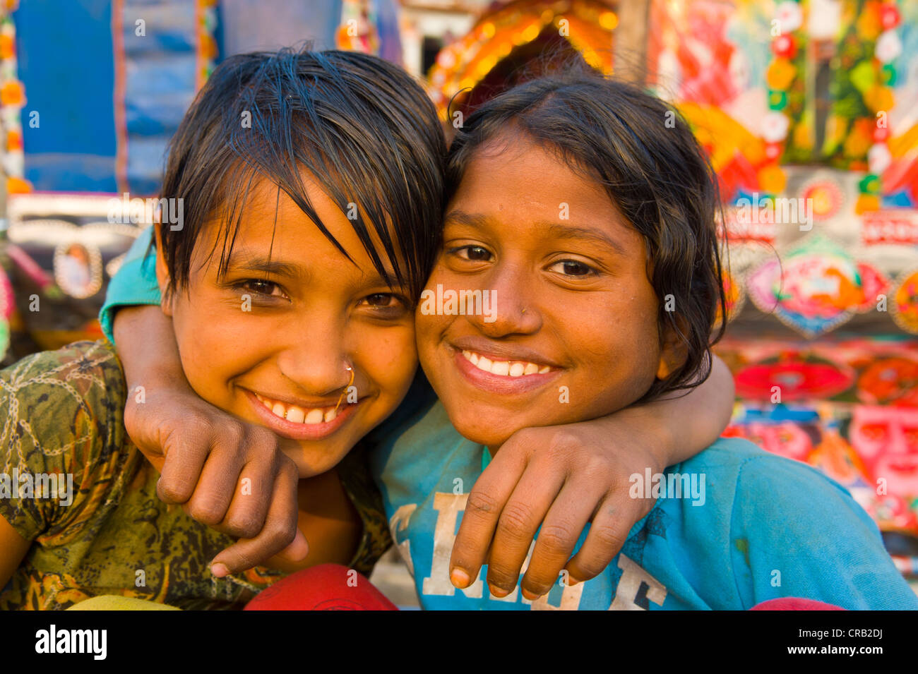 Freundliche junge Mädchen, Porträt, Dhaka, Bangladesch, Asien Stockfoto