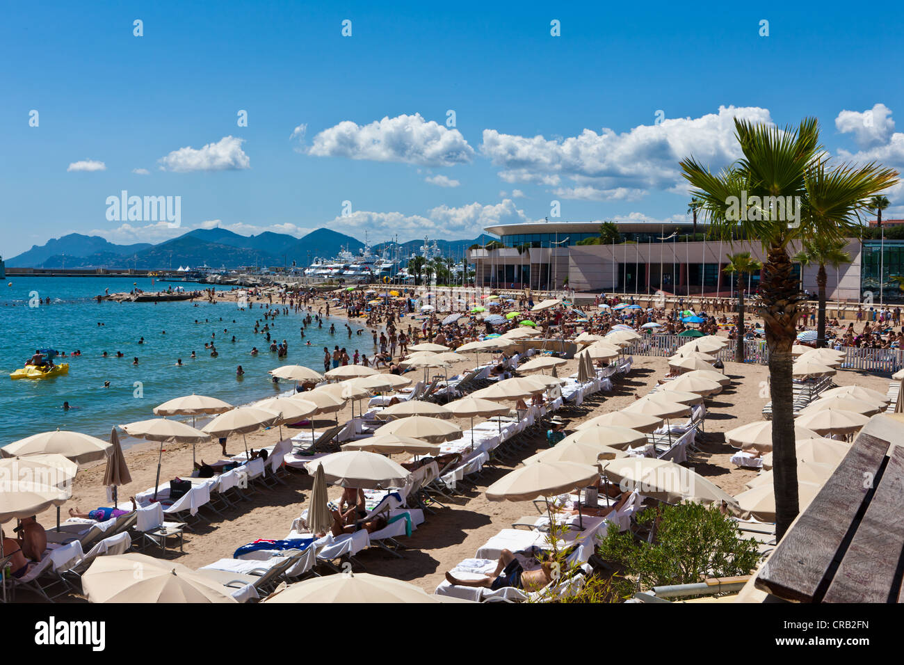 Strand von Cannes Croisette quiet, Cote d ' Azur, Südfrankreich, Frankreich, Europa, PublicGround Stockfoto