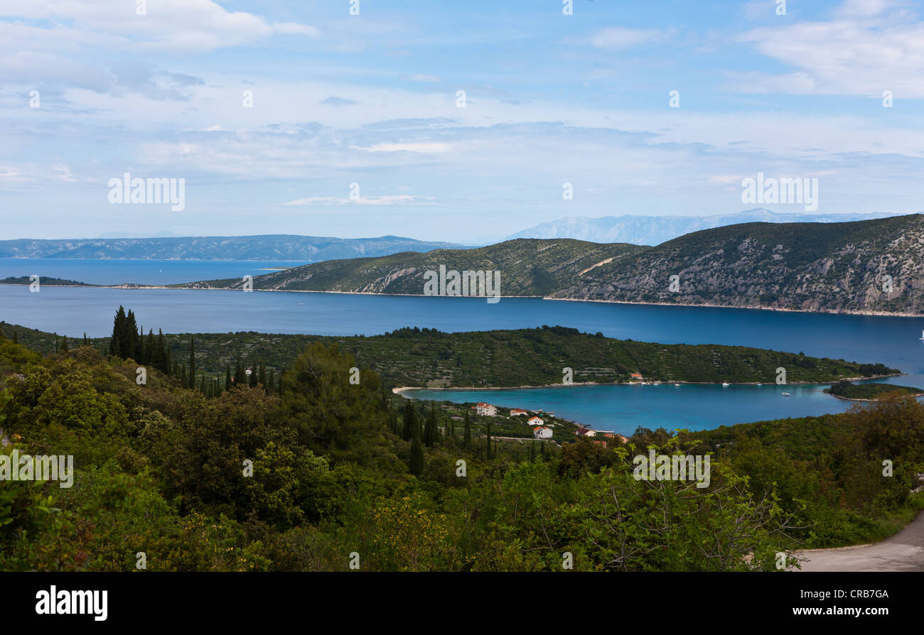 Blick auf die Adria aus Korcula, Insel Korcula, mittleren Dalmatien, Dalmatien, Adria Küste, PublicGround, Kroatien, Europa Stockfoto