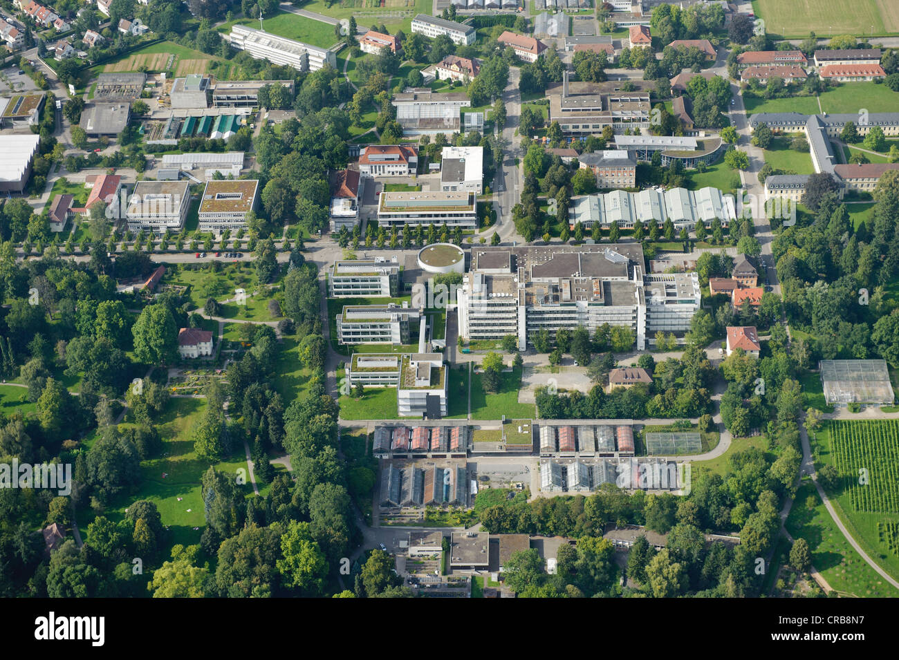 Luftaufnahme, Teile der Universität Hohenheim, Plieningen, Baden-Württemberg, Deutschland, Europa Stockfoto