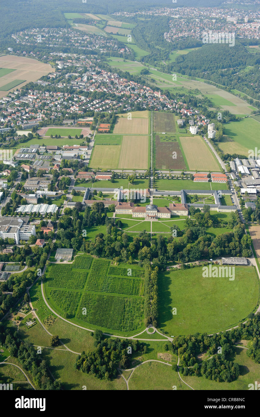 Luftaufnahme, Teile der Universität Hohenheim, Plieningen, Baden-Württemberg, Deutschland, Europa Stockfoto