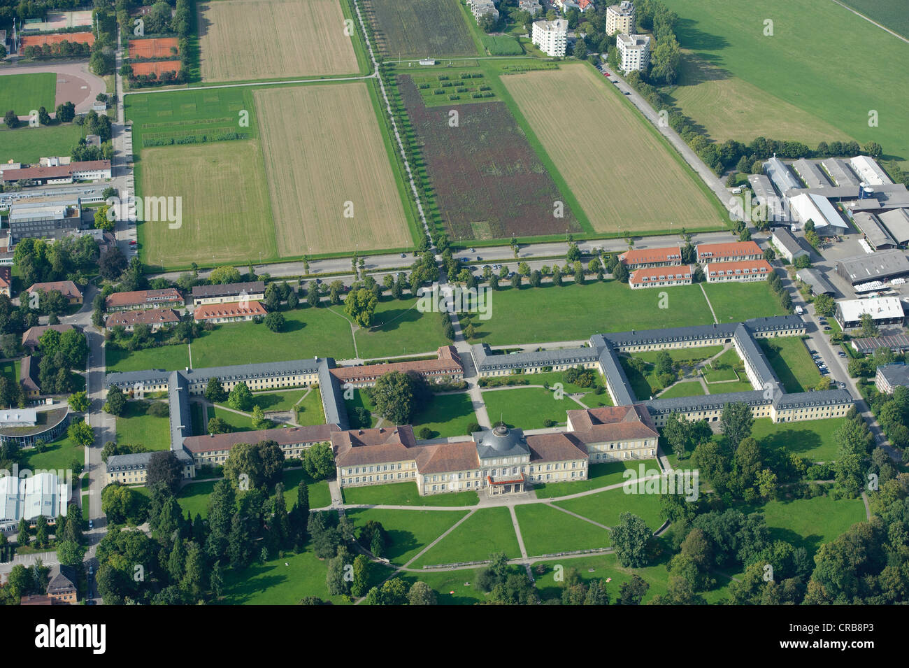 Luftaufnahme, Hohenheim Palace und Universität Hohenheim, Plieningen, Baden-Württemberg, Deutschland, Europa Stockfoto