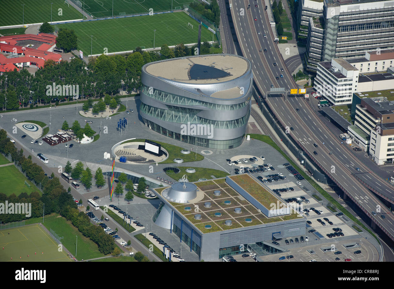 Luftaufnahme, Mercedes-Benz-Museum, Stuttgart, Baden-Württemberg, Deutschland, Europa Stockfoto