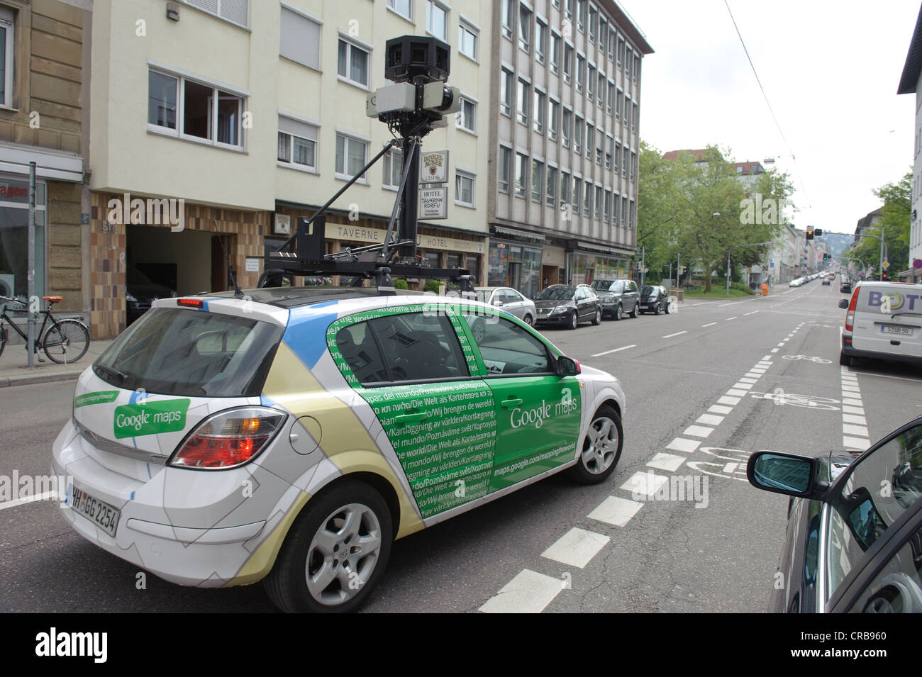 Google Street View Kamera ausgestattet Auto in Olgastrasse, Stuttgart, Baden-Württemberg, Deutschland, Europa Stockfoto