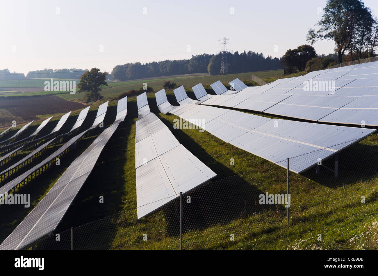 Solarpark in der Nähe von Landshut, Photovoltaik, Bayern, Deutschland, Europa Stockfoto