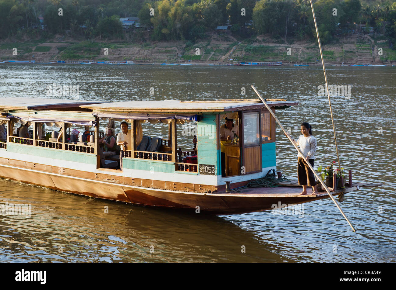 Bootstour auf dem Mekong River, Luang Prabang, Laos, Indochina, Asien Stockfoto