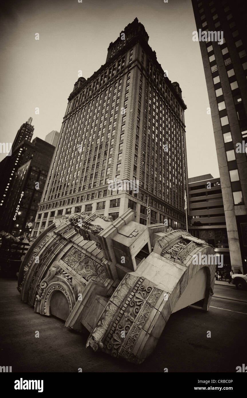 Schwarzen & weiß, Styropor-Landschaft, die Darstellung der 35 East Wacker Gebäude, wurde während der Dreharbeiten für den Film zerstört. Stockfoto