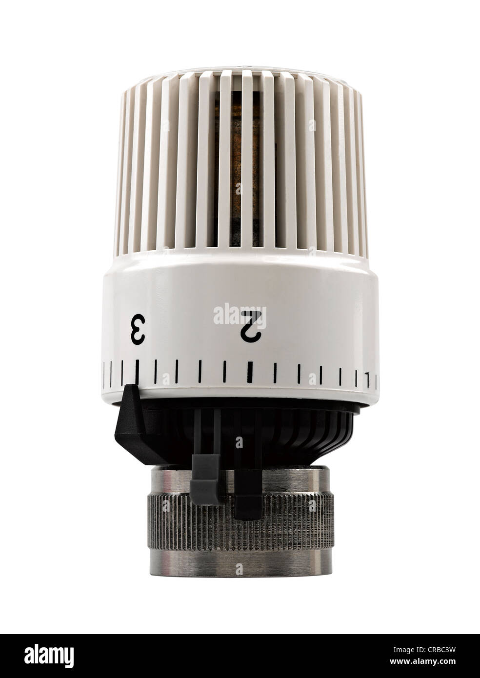 Heizung Thermostat. Close-up. Isoliert auf weißem Hintergrund. Stockfoto