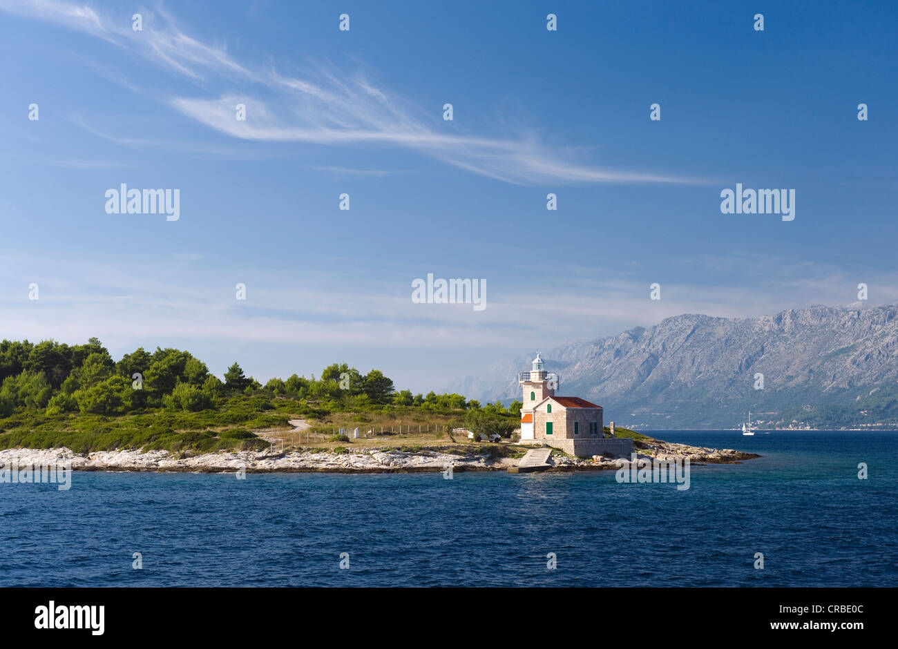 Leuchtturm auf der Insel Hvar, Sucuraj, Dalmatien, Kroatien, Europa Stockfoto