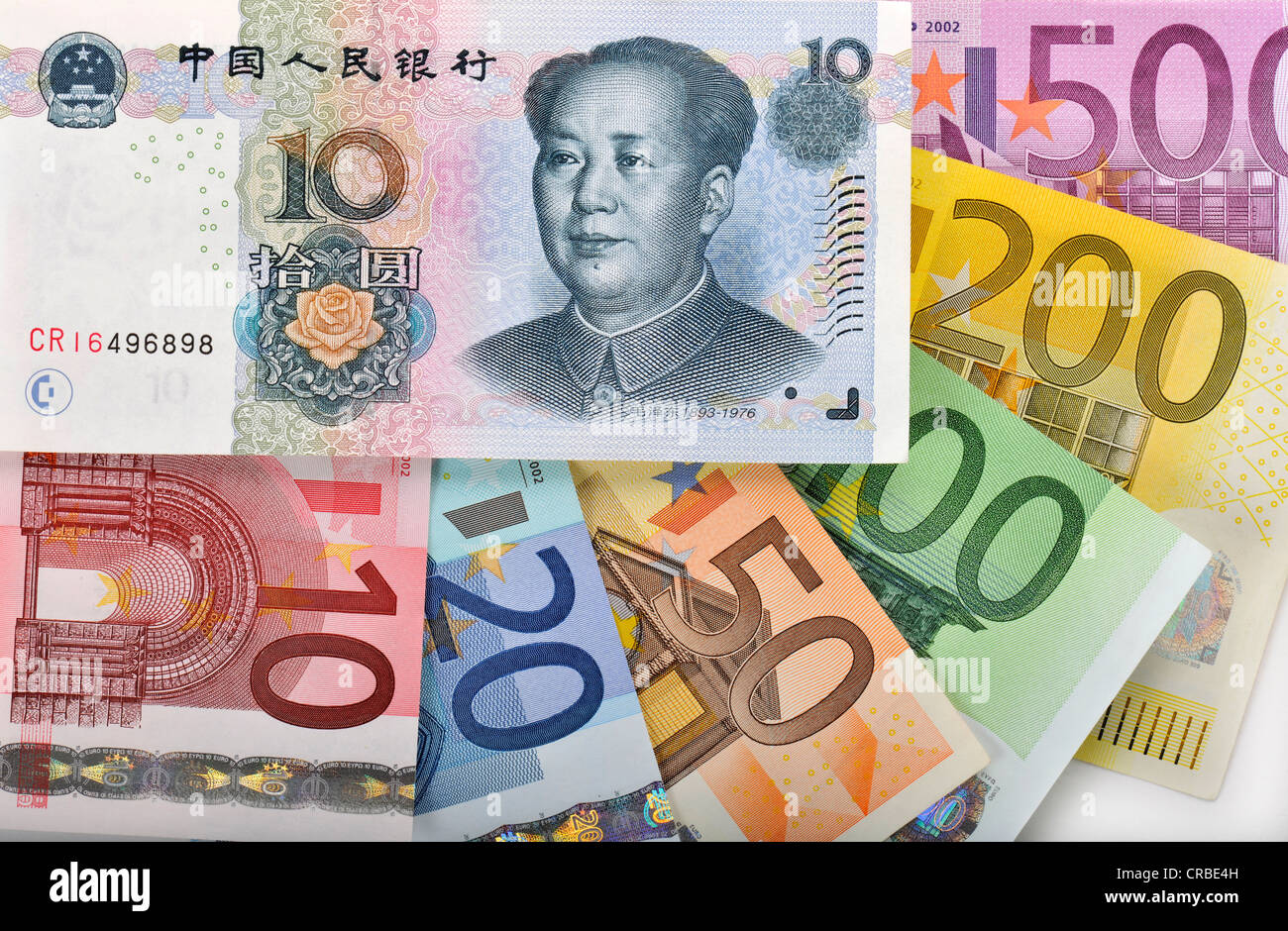 Symbolisches Bild für Wechselkurse, chinesischen Yuan, Renminbi Währung der Volksrepublik China, in der West Yuán Stockfoto