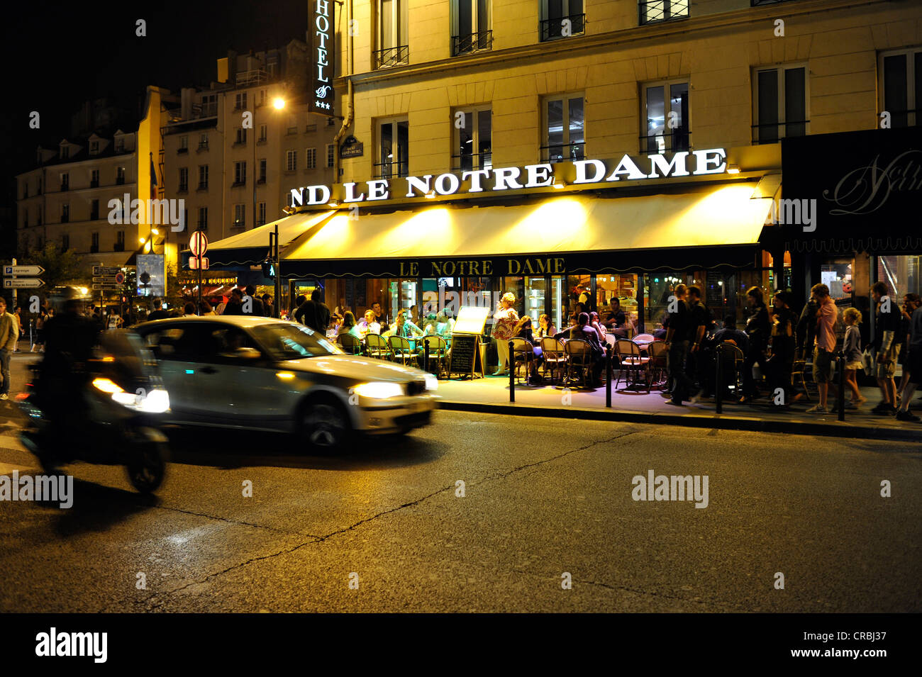 Nachtaufnahme, Brasserie, Café, zitieren Michel, Paris, Frankreich, Europa Café Notre-Dame Stockfoto