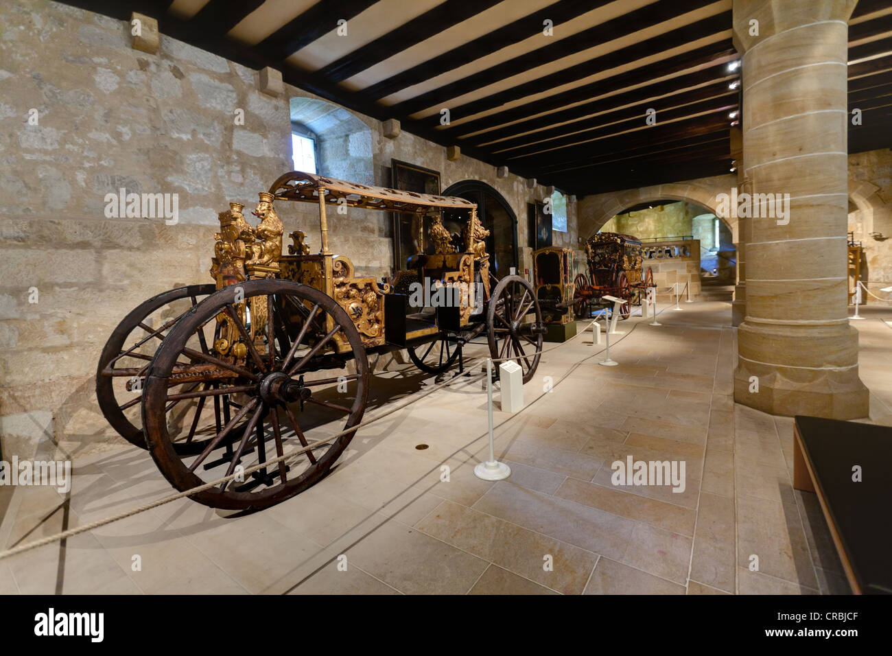 Wagen, Waffen und Art Museum in der Veste Coburg Schloss, Coburg, Oberfranken, Franken, Bayern, Deutschland, Europa Stockfoto