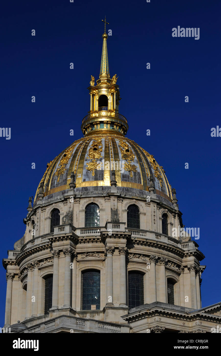Vergoldete Kuppel, Kirche Dome des Invalides oder Eglise du Dôme, Napoleons Grab, Paris, Frankreich, Europa Stockfoto