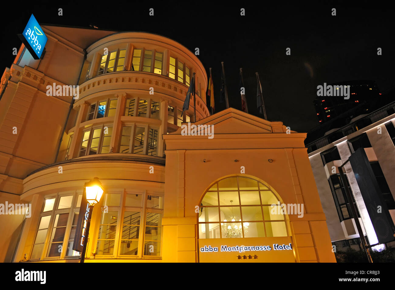 Nachtaufnahme, 4-Sterne Hotel Abba Montparnasse, Paris, Frankreich, Europa Stockfoto