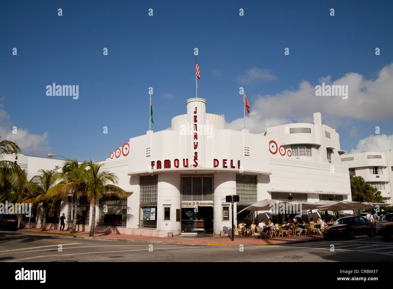 Jerrys Famous Deli in der Art-Deco-Viertel von South Beach, Miami, Florida, USA Stockfoto