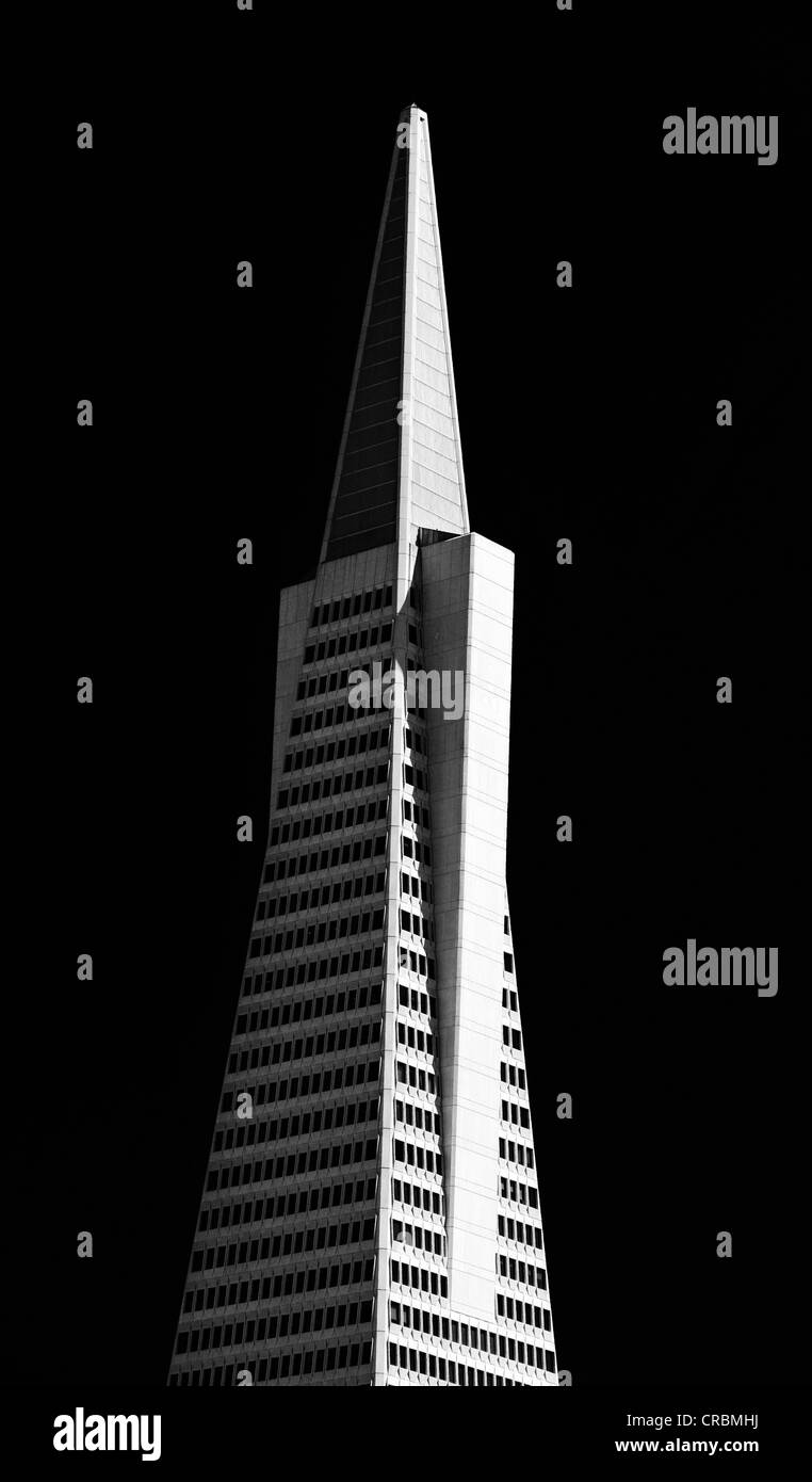 Spitze der Transamerica Pyramid Wolkenkratzer, Financial District, San Francisco, Kalifornien, Vereinigte Staaten von Amerika, USA Stockfoto